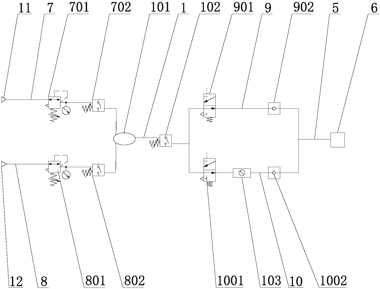 Device of laser cutting machine for replacing same gas source quickly