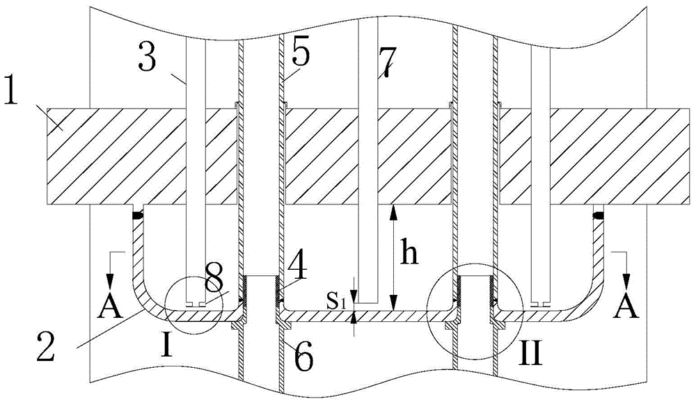 A high-temperature fire-tube waste heat boiler tube plate cooling chamber