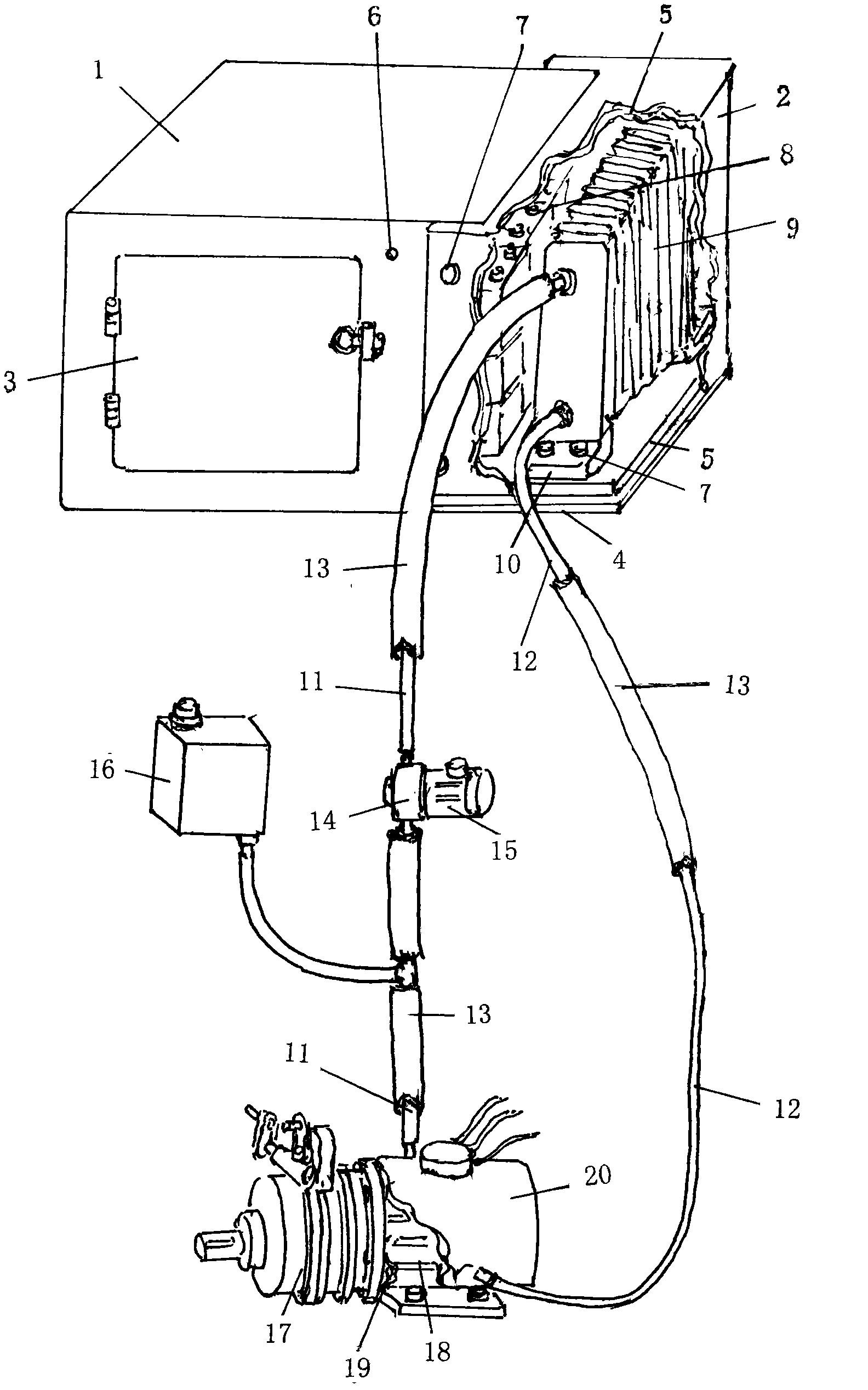 Cell box heating and motor radiating device of electric automobile