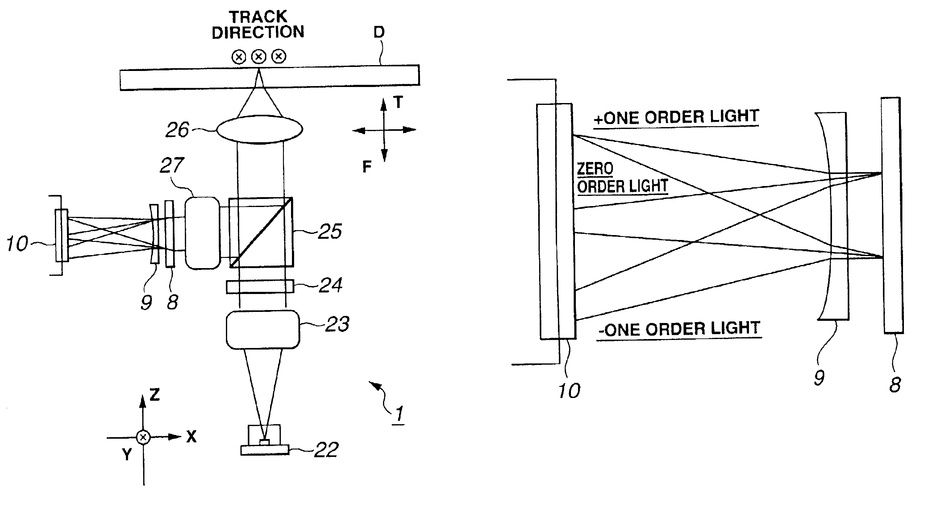 Optical pickup device that corrects the spot shape of reflected light beams