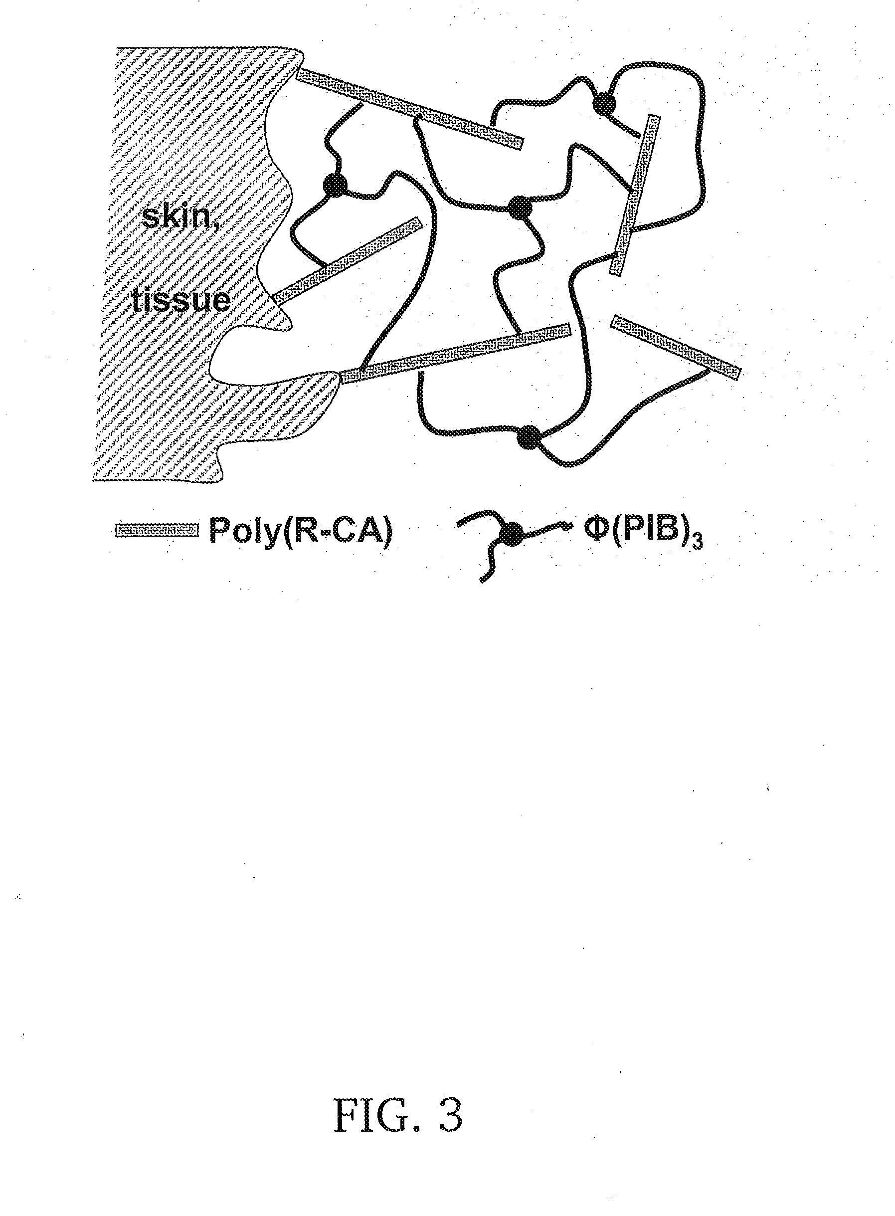 Poly(octylcyanoacrylate)-polyisobutylene polymer conetwork, method for the production thereof and uses thereof