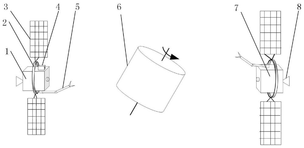 Space tumbling target non-contact racemization method based on double-satellite electromagnetic formation satellite