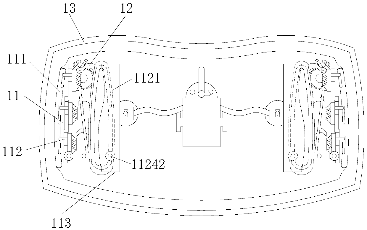 Lateral pushing buckling groove device of automobile glass gluing equipment