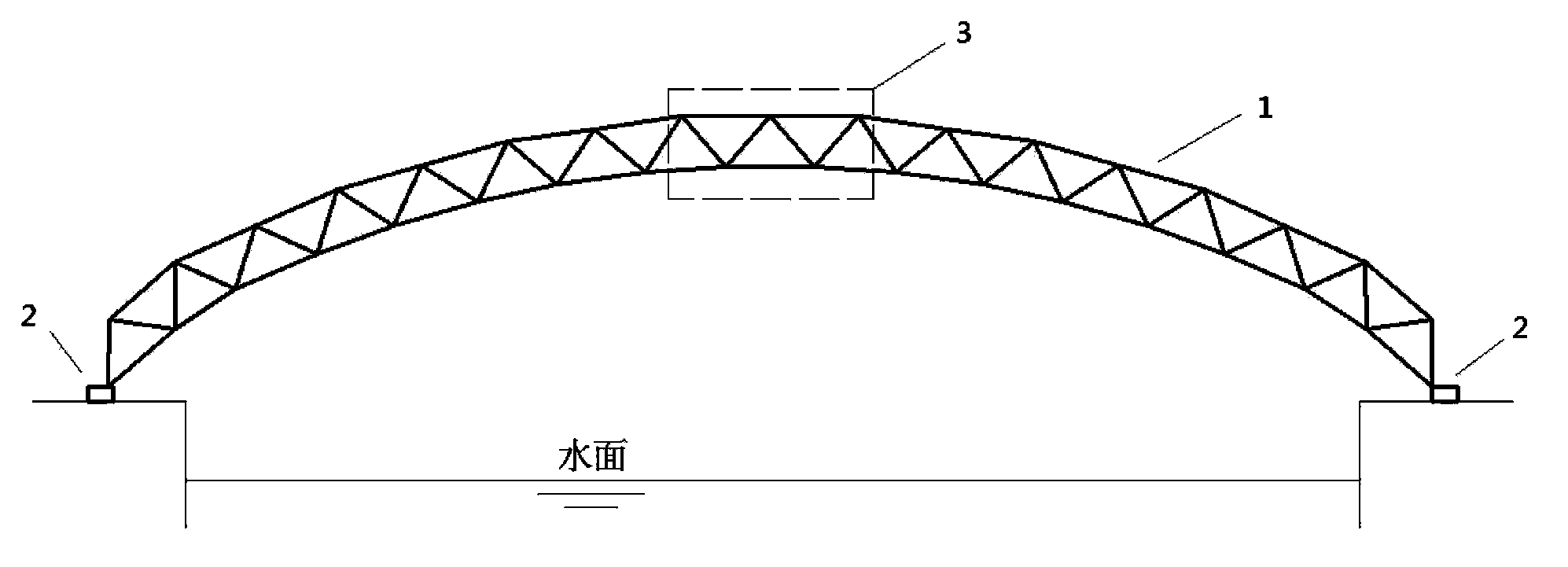 Crossing structure with arch-up amplitude capable of being automatically regulated