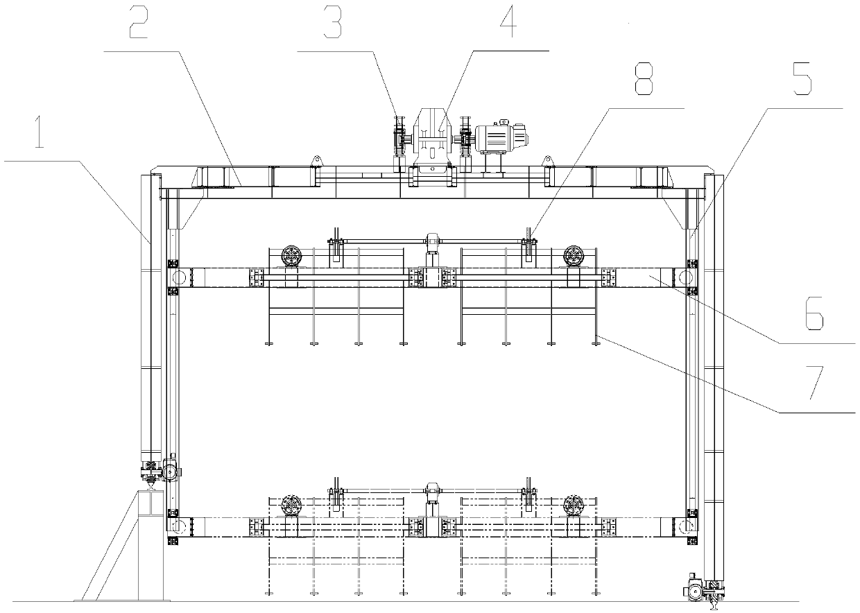 Portal type aluminium bar stacking and unstacking unit