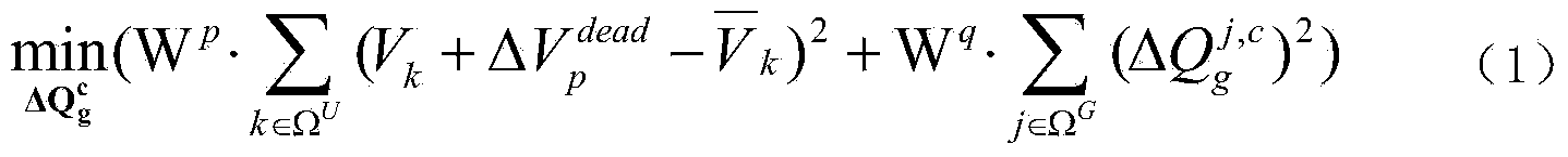 Reactive power optimization method giving consideration to off-limit voltage correcting and active power loss reducing