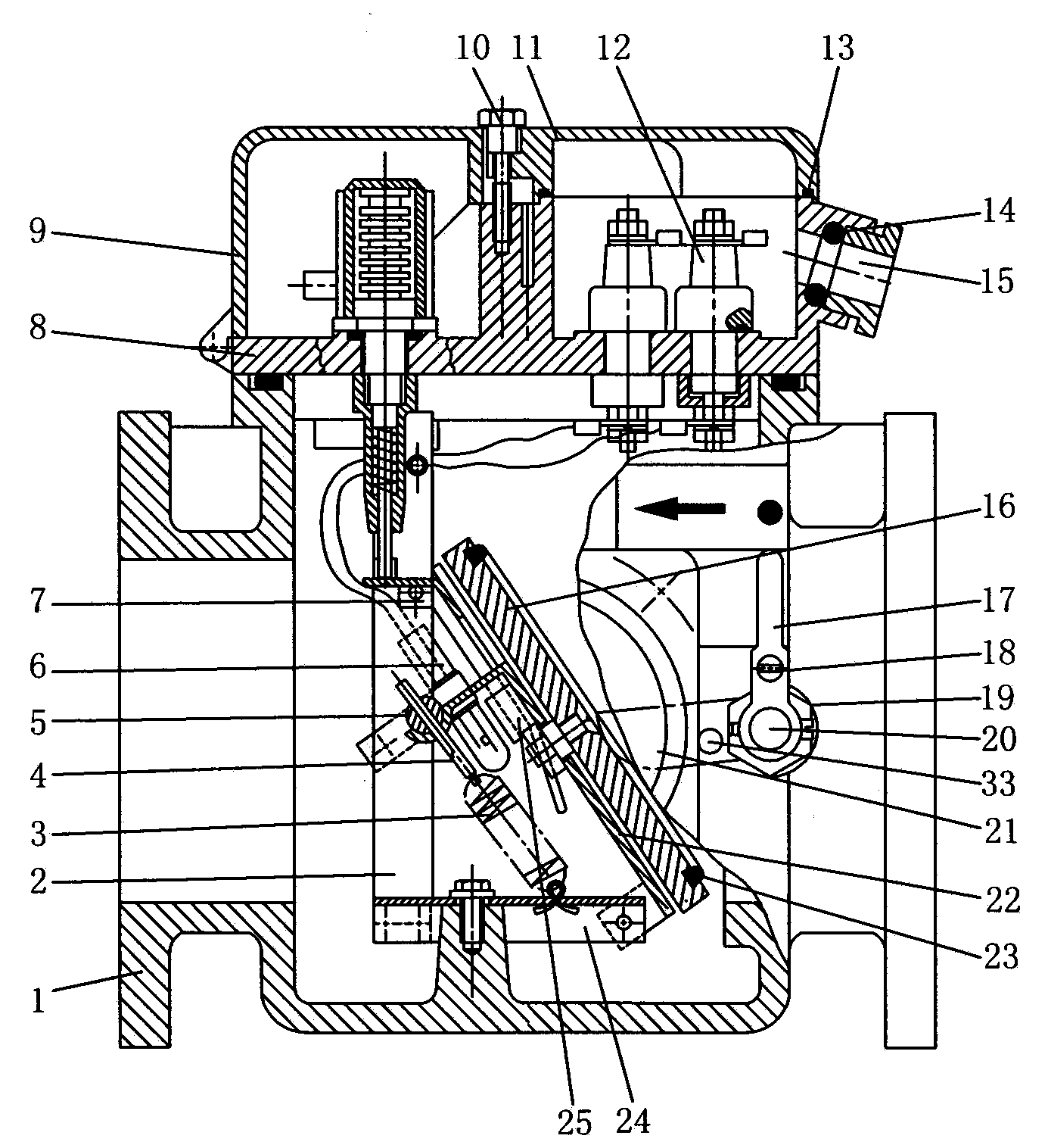 Baffle-type one-way overspeed cut-off valve