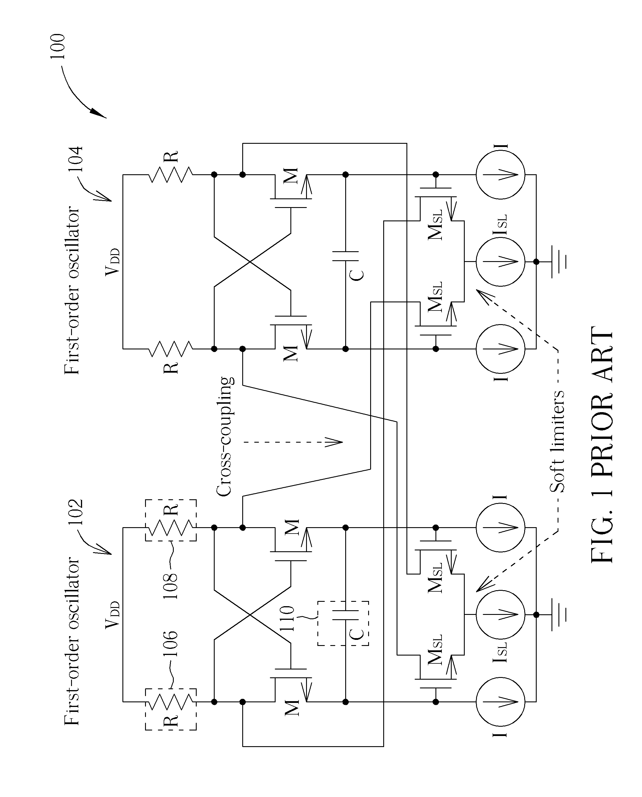 Cross-coupled oscillator, integrated circuit and electronic device