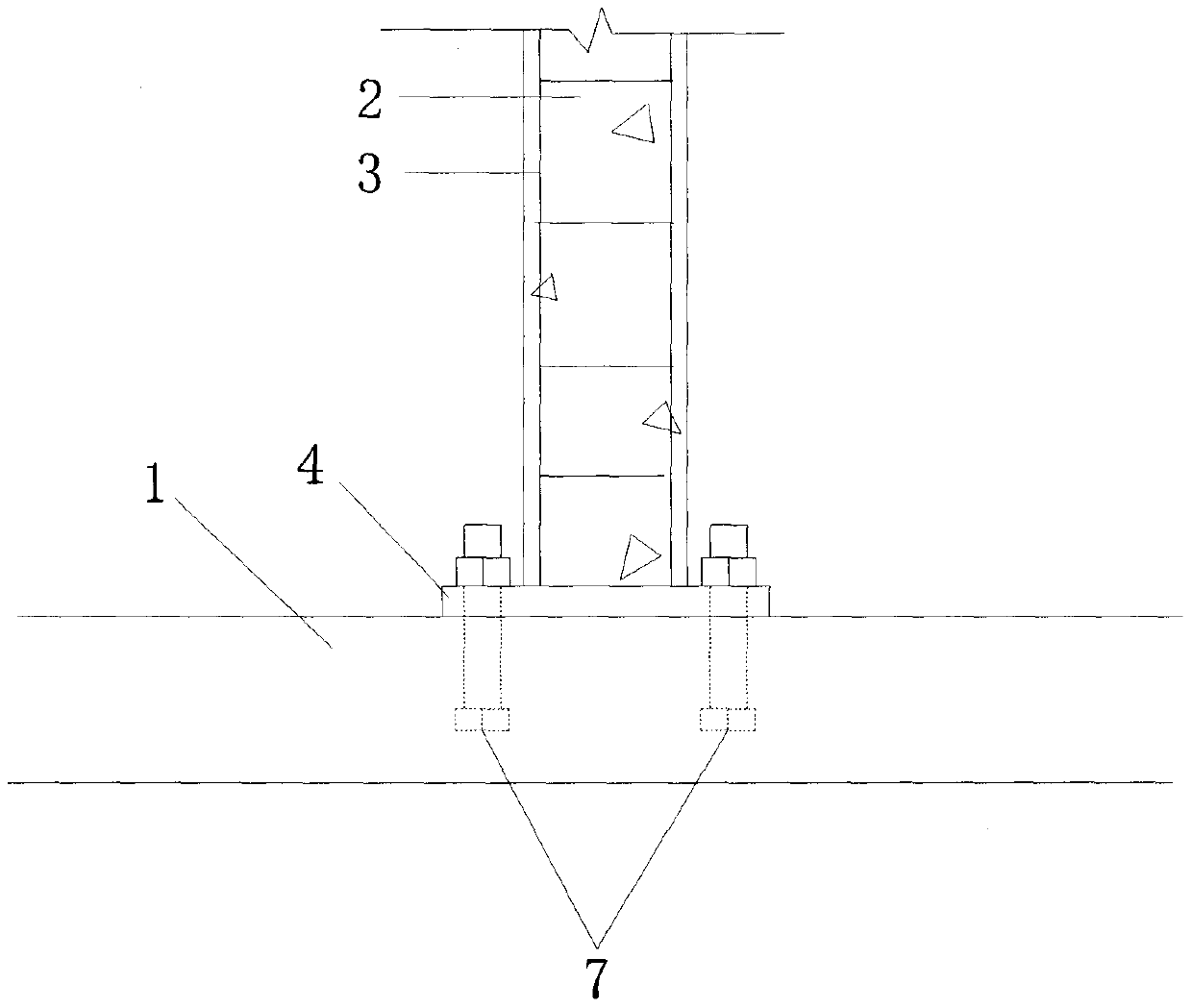 Prefabricated concrete construction column rammed earth wall provided with horizontal tie bars