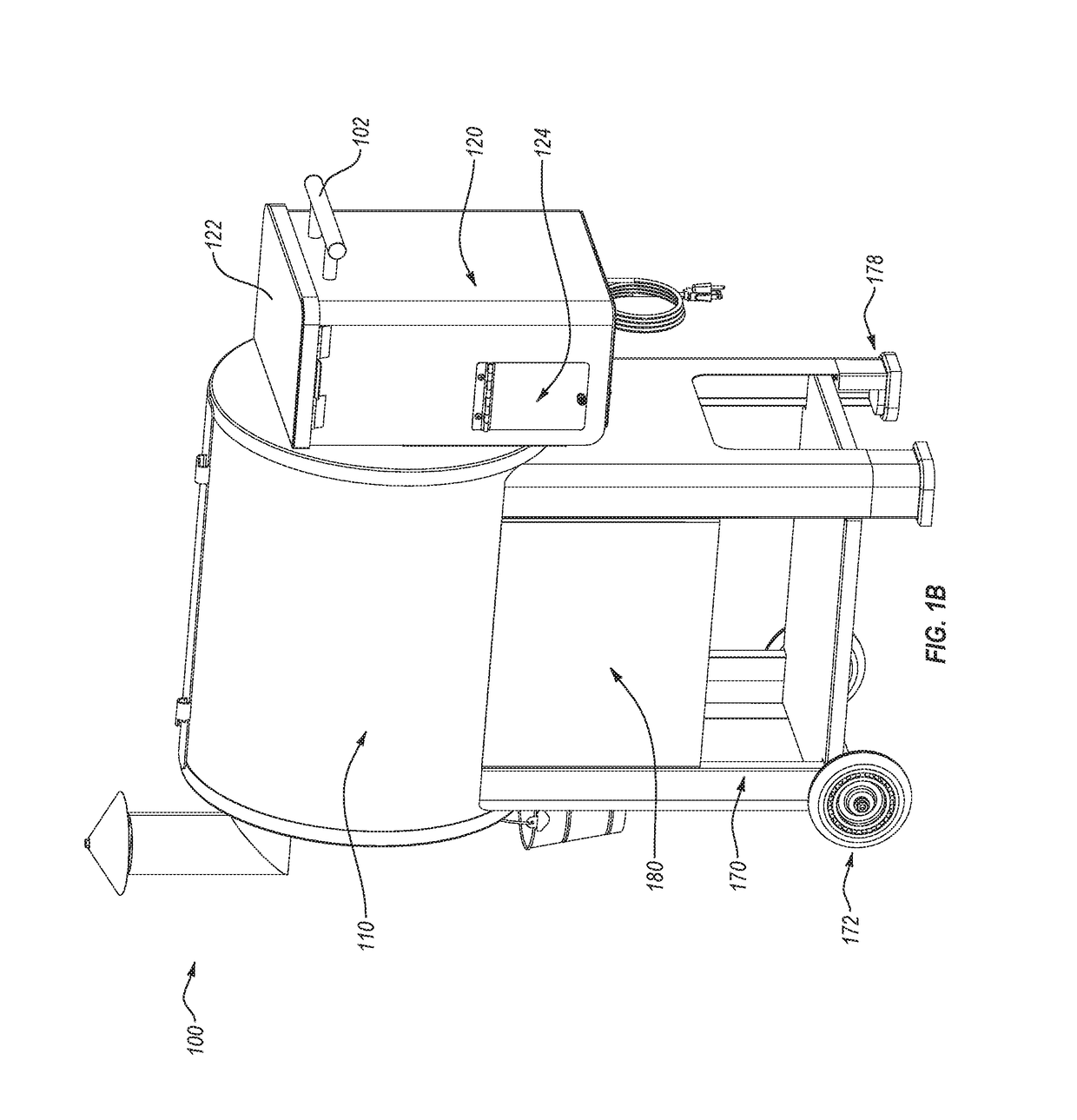 Grilling device with warming cabinet