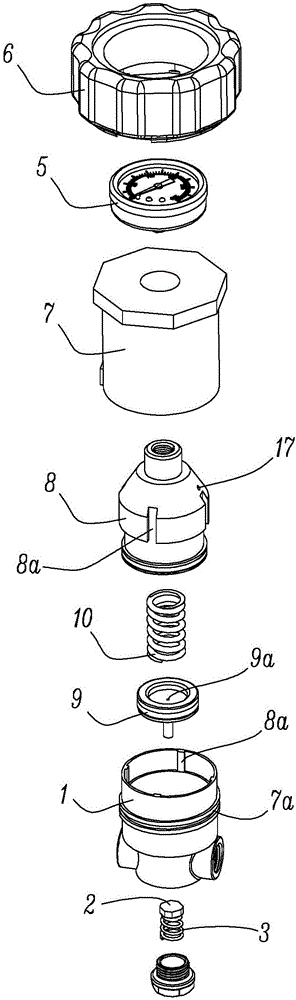 Knob-type pressure regulating valve with pressure gauge and compressor provided with pressure regulating valve