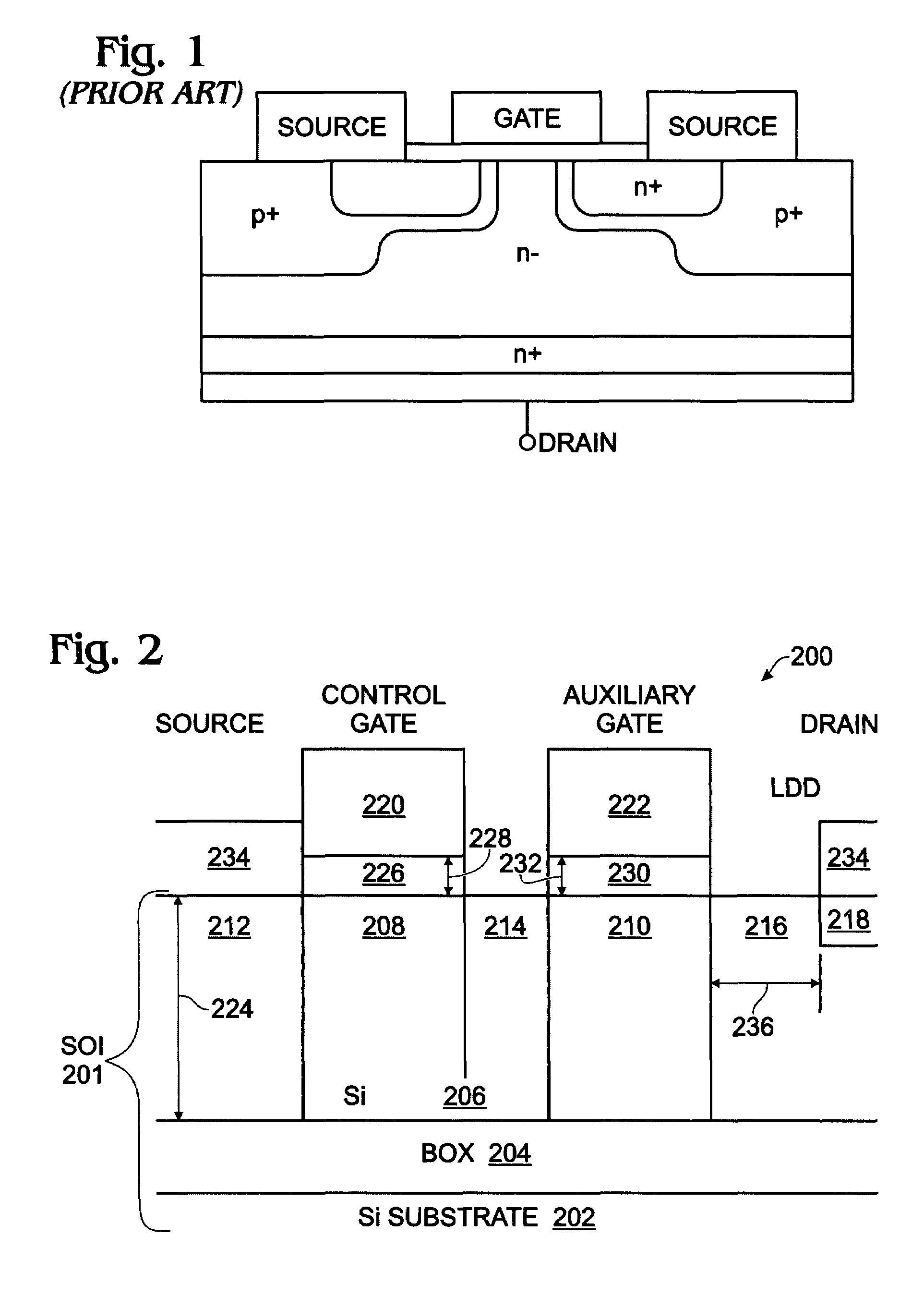 Thin silicon-on-insulator high voltage auxiliary gated transistor