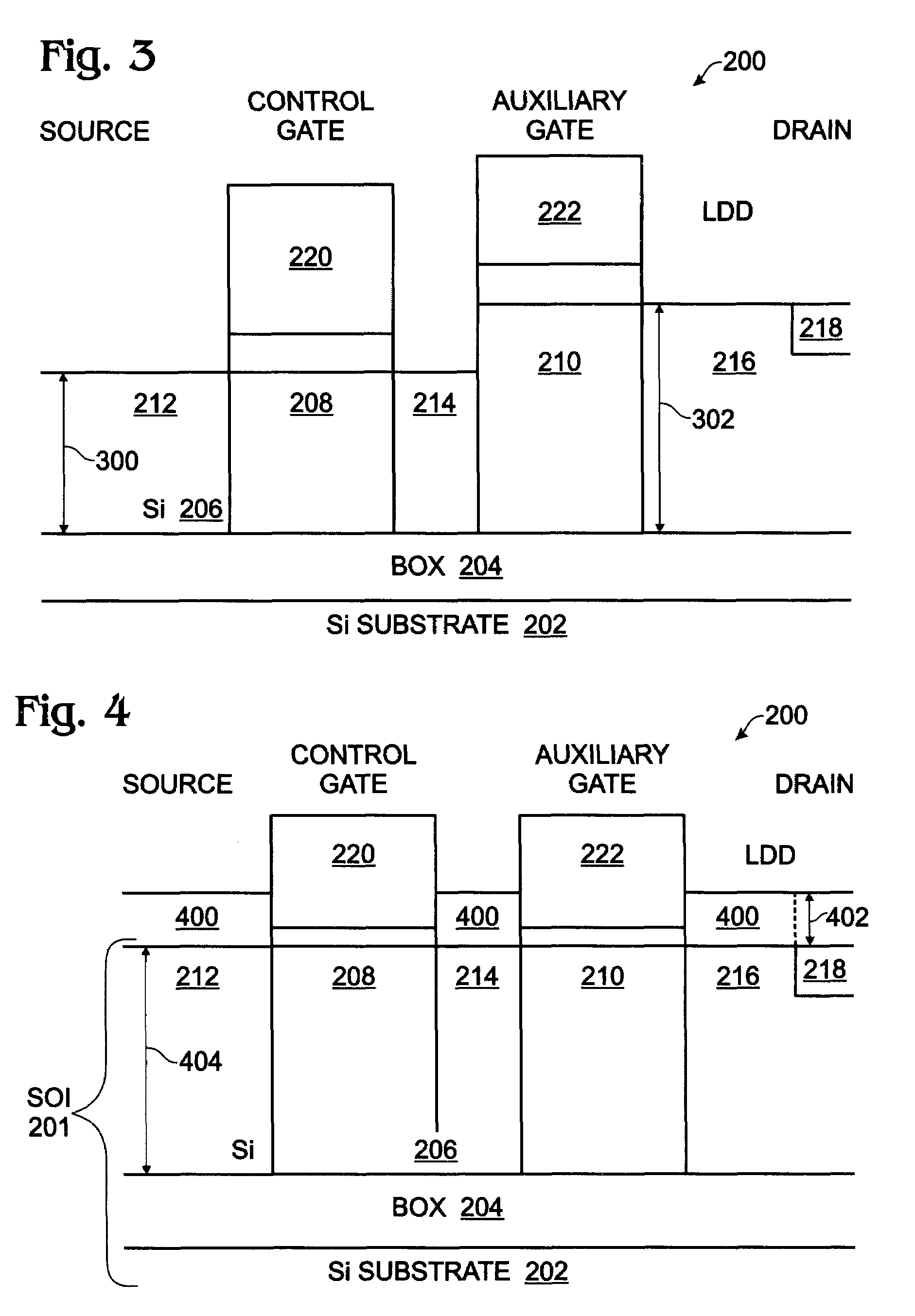 Thin silicon-on-insulator high voltage auxiliary gated transistor