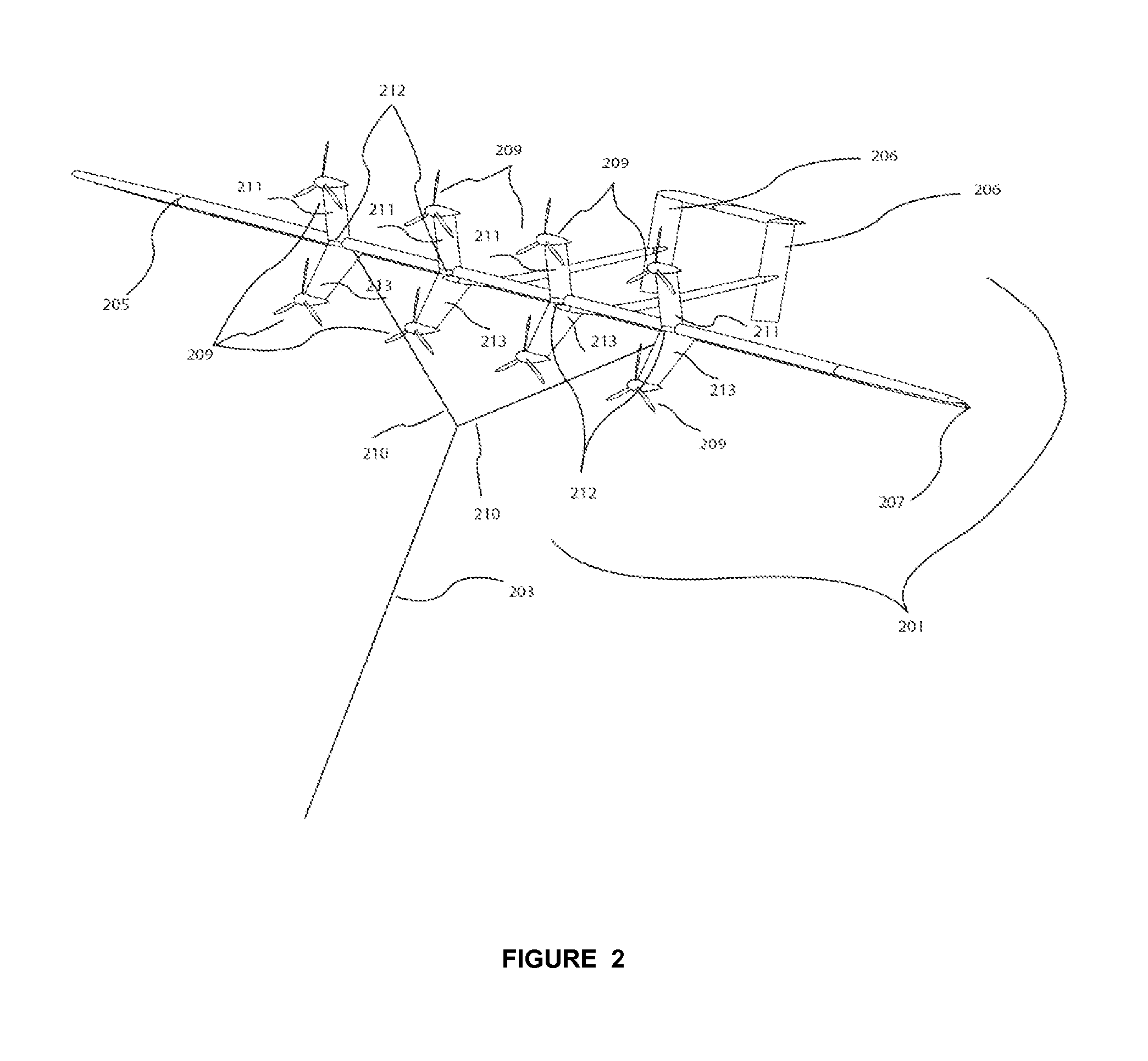 Motor pylons for a kite and airborne power generation system using same