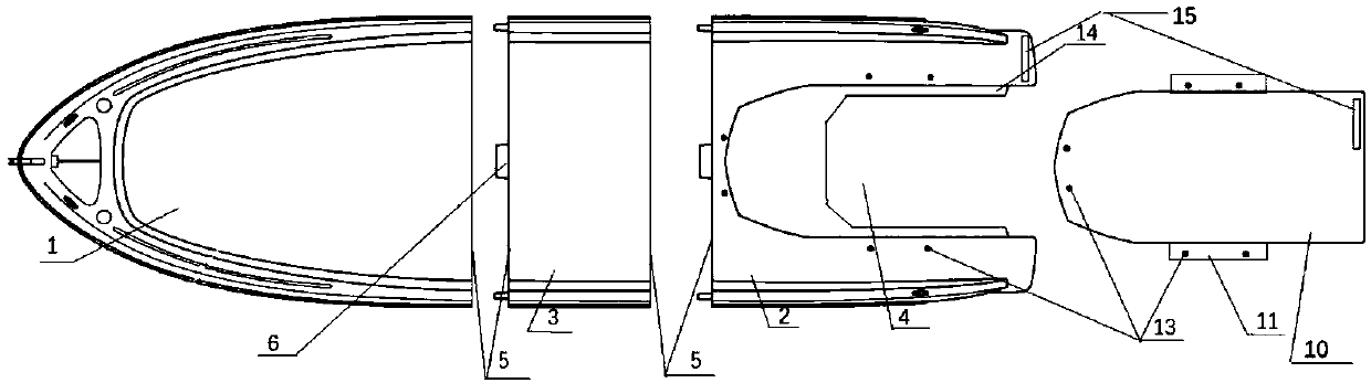 Combined type yacht with replaceable power plant and assembly method of combined type yacht