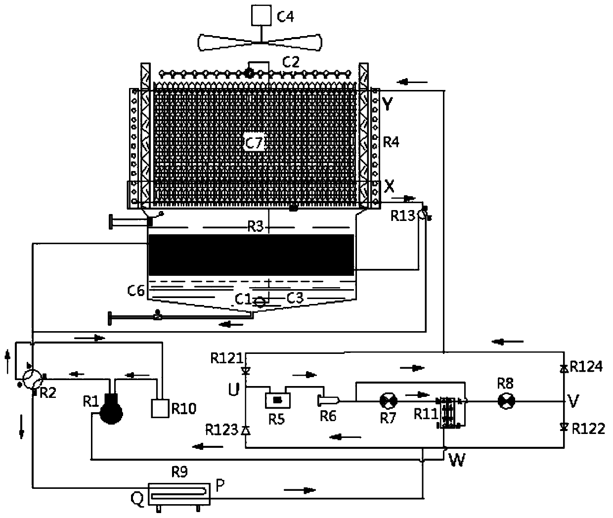 Integrated water-cooling low-temperature type air-cooling heat pump module unit