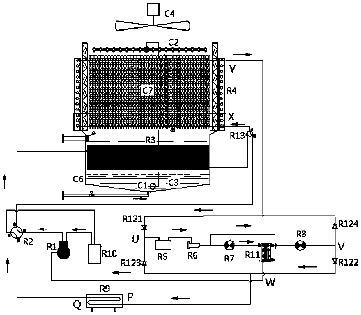 Integrated water-cooling low-temperature type air-cooling heat pump module unit