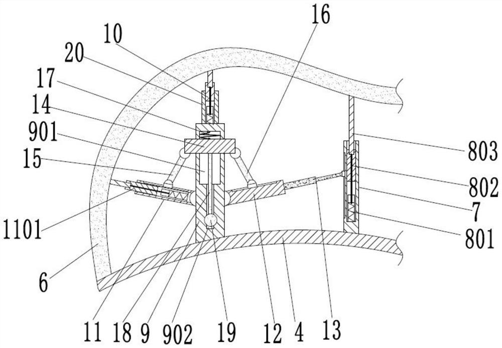 Anti-sloughing device for top unstable exposed karst cave in tunnel construction and construction method