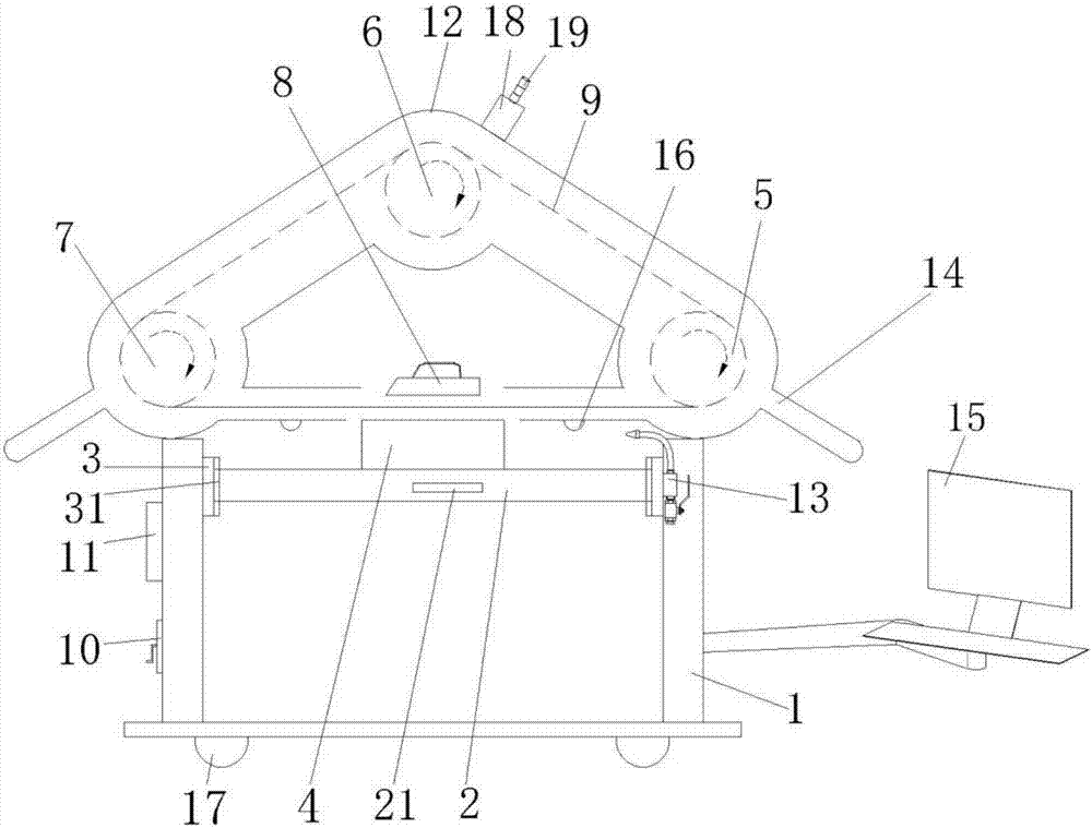 Safety type triangular wire drawing machine for machining cooling fins