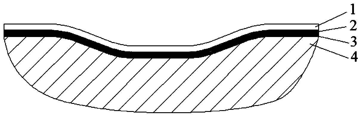 Composite rubber film used for complex shape surface multi-pas laser shock reinforcement