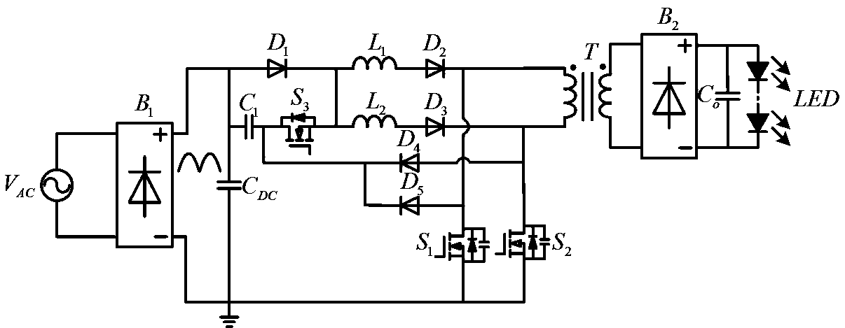 High power factor non-electrolytic capacitance LED driving power supply and control method thereof