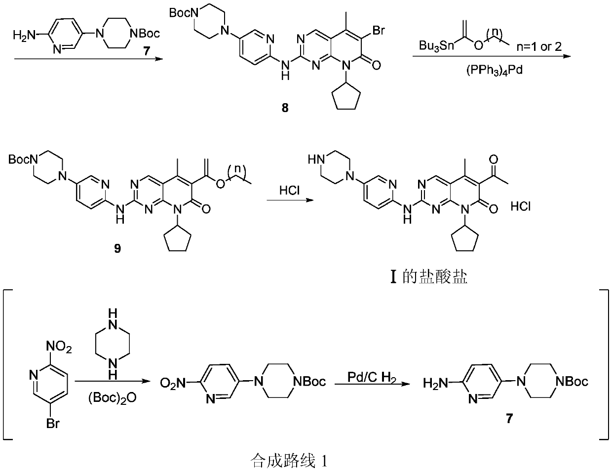 A kind of convenient preparation method of palbociclib