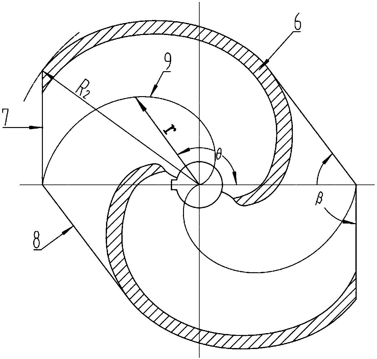 A type of elliptical double-suction four-channel pump impeller