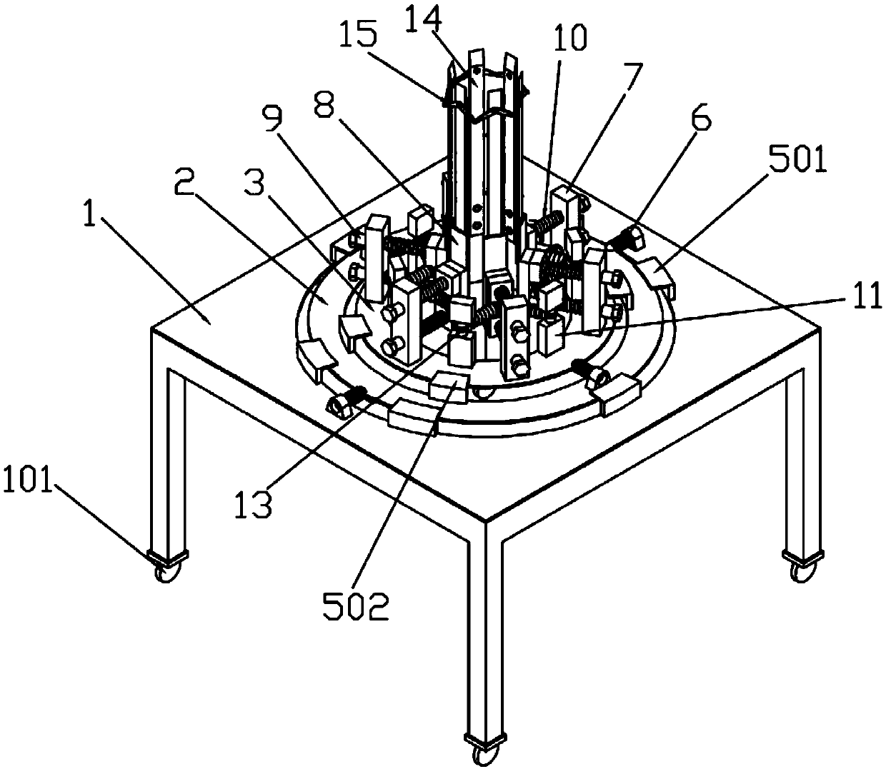 Constant force mechanism based banana harvesting device capable of automatically adapting to banana tree stem