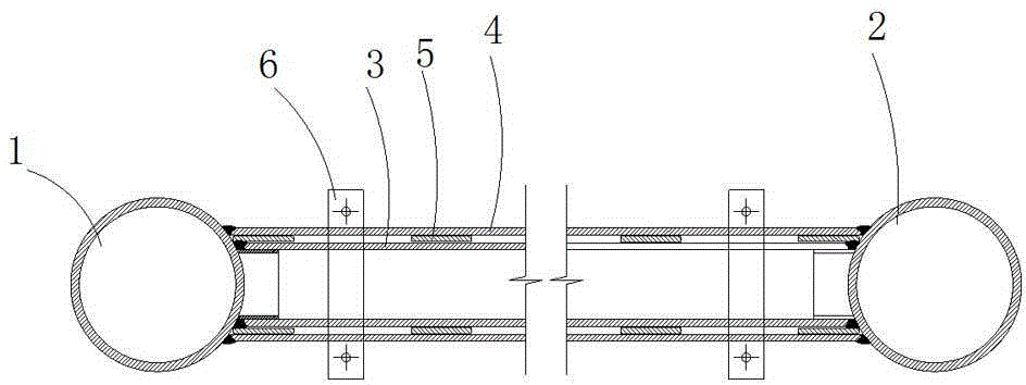 Construction joint for reinforcing welded ball space-frame pole and construction method of construction joint