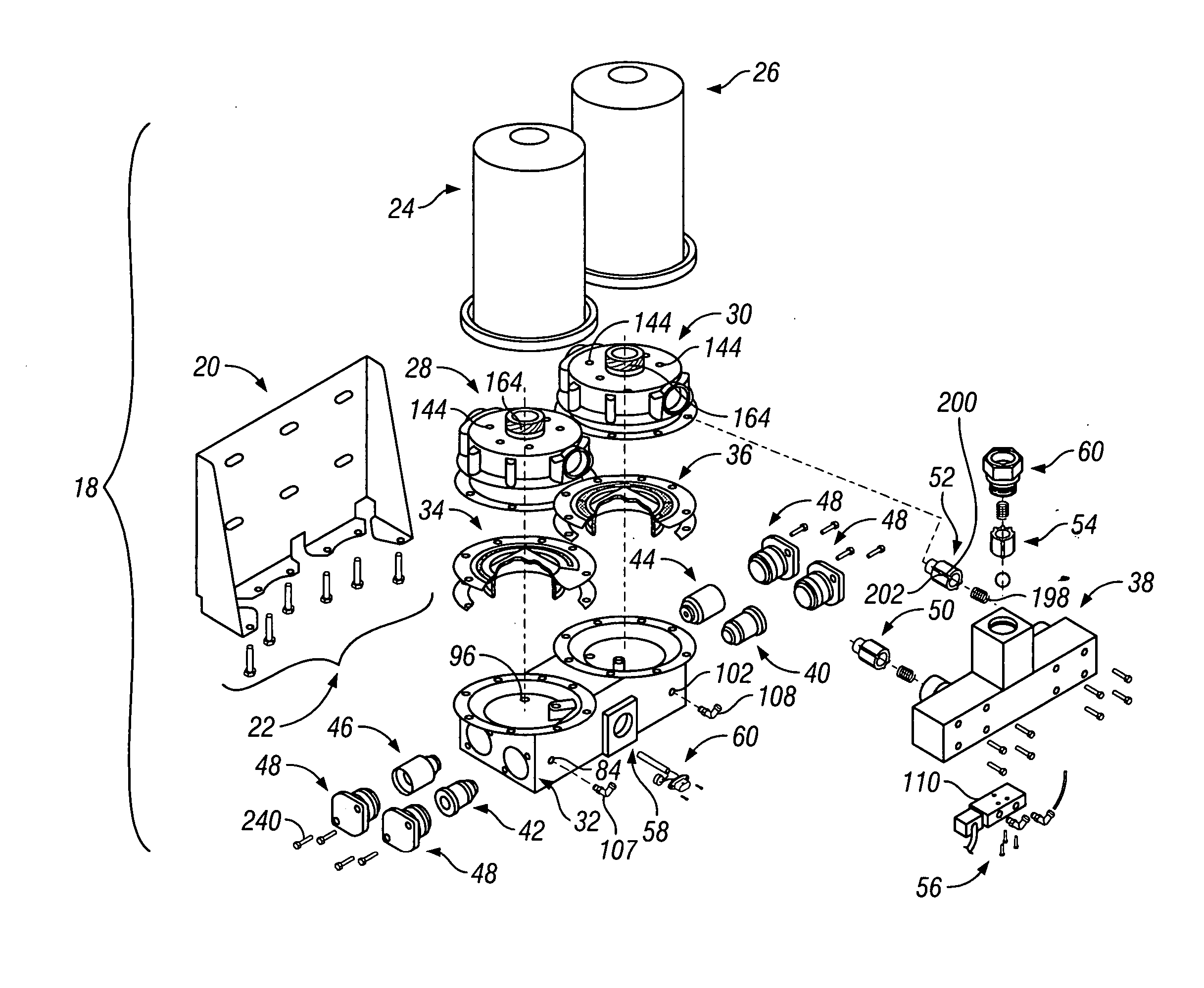 Dual cartridge air dryer with oil separator and readily changeable valves