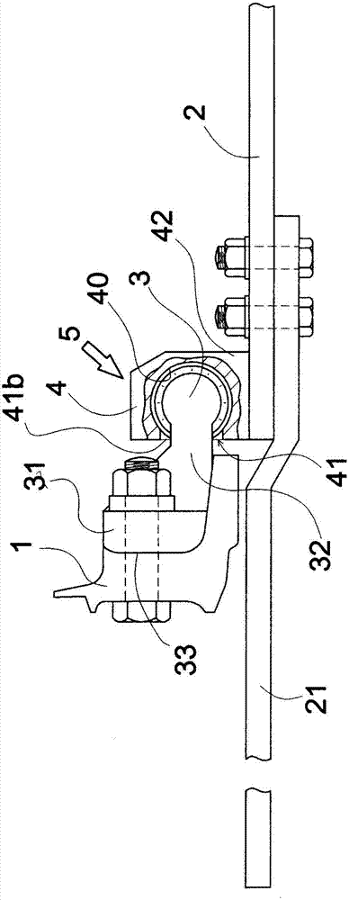 Switch rail of turnout junction for railway and connection device for rotary handle