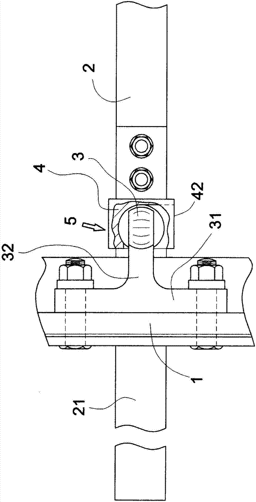 Switch rail of turnout junction for railway and connection device for rotary handle