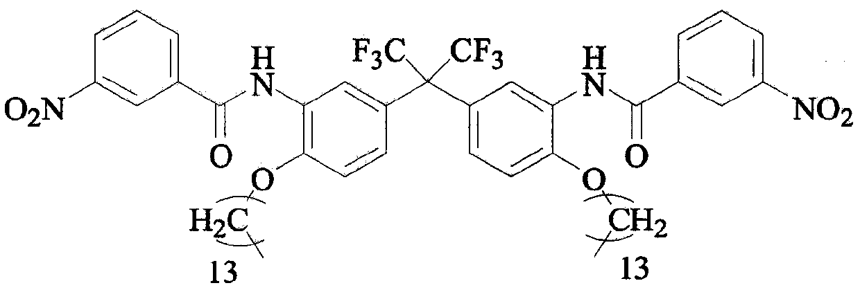 Preparation method of C14 side chain-substituted fluorinated diamine-containing monomer