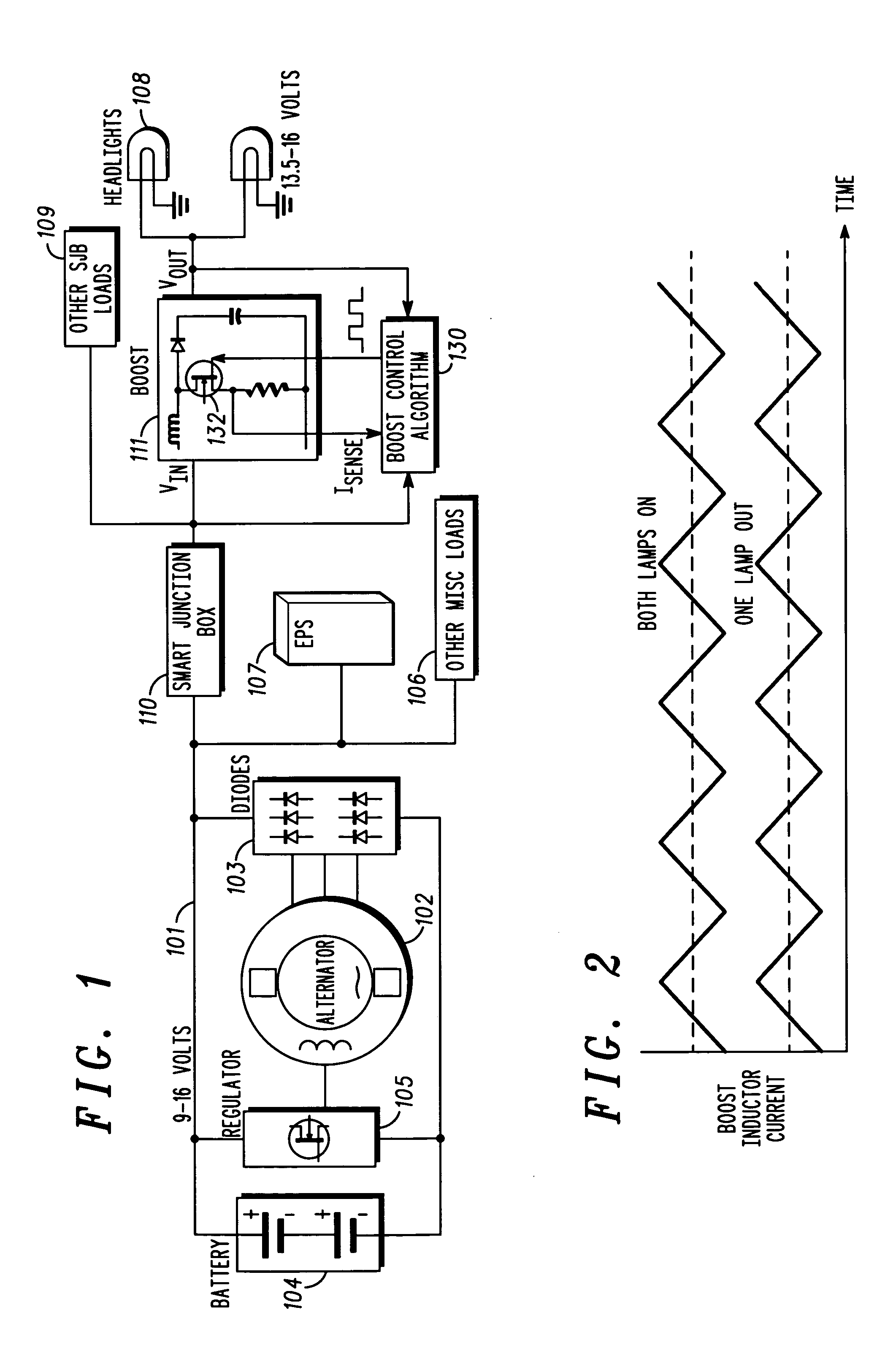 Automotive electrical system configuration using a two bus structure