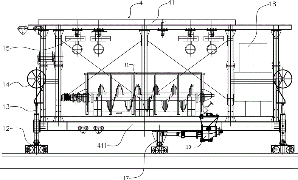 Tunnel boring machining (TBM) excavating tunnel rail type wet spraying concrete lining combined trolley