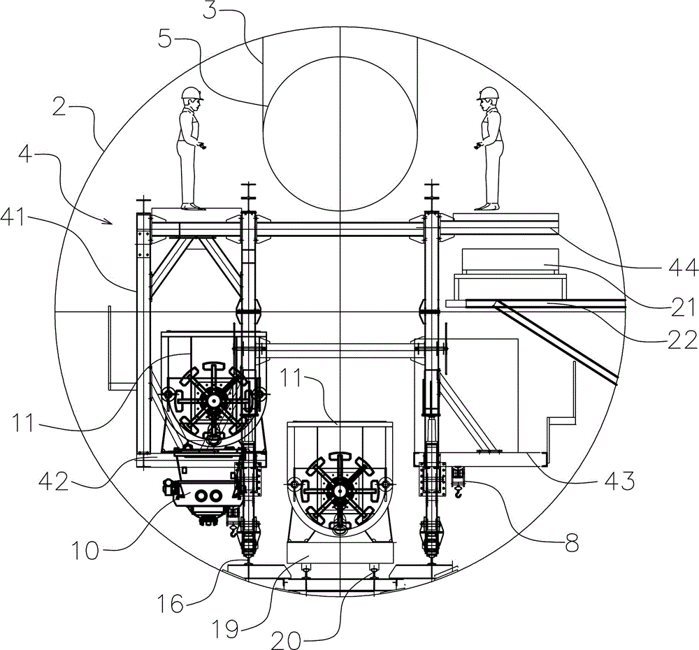 Tunnel boring machining (TBM) excavating tunnel rail type wet spraying concrete lining combined trolley