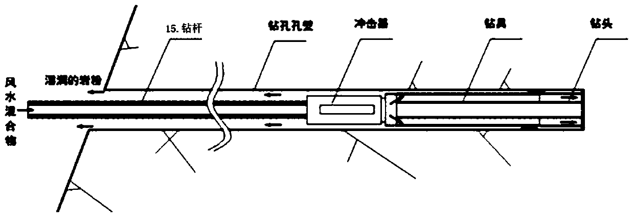 Dust removal device with wind-water mixing function and drilling rig thereof