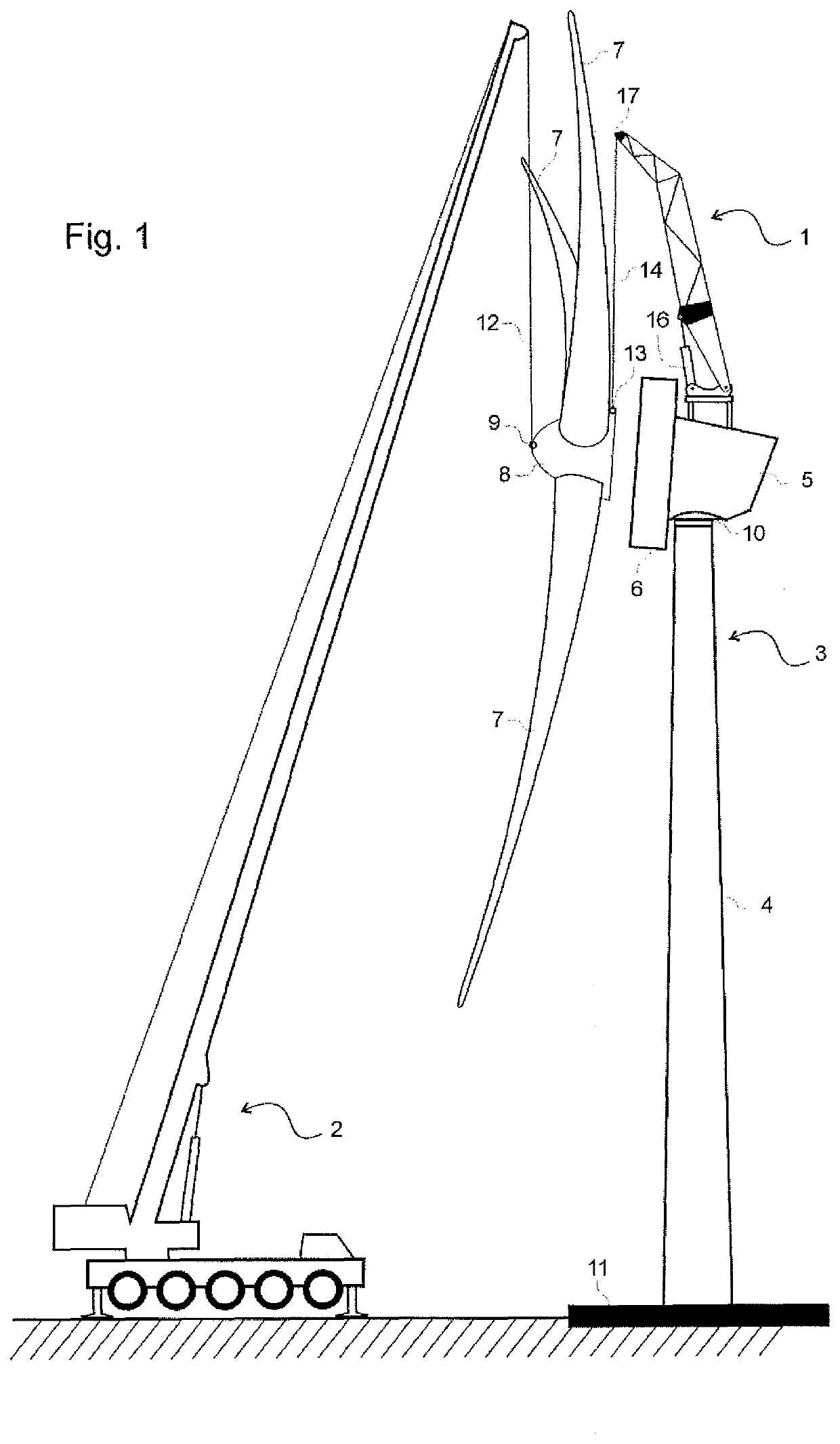 Hoisting system for installing a wind turbine