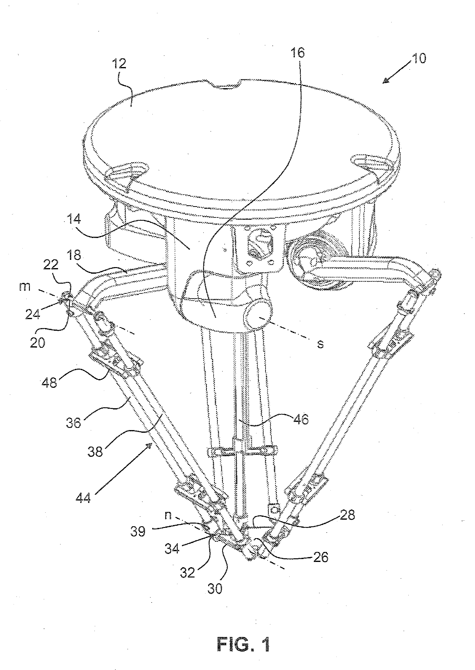 Device for displacing and positioning an object in space