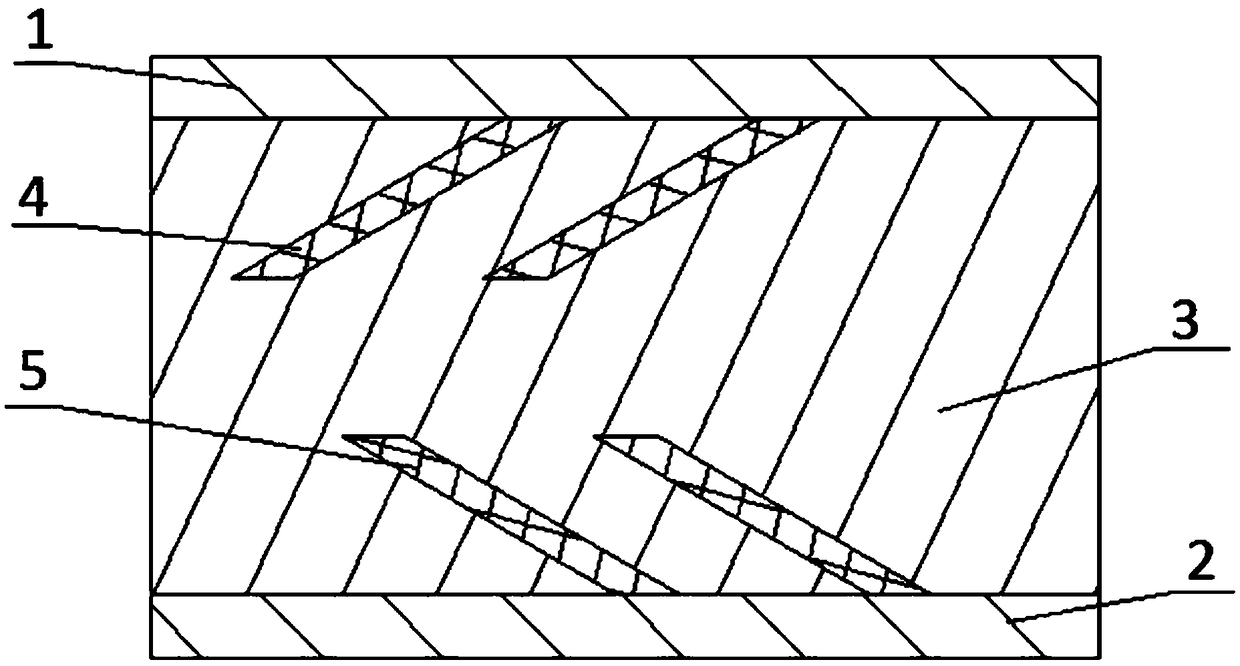 Unilateral anti-delamination sandwich plate with oblique rib plate and application, connection and preparation method thereof