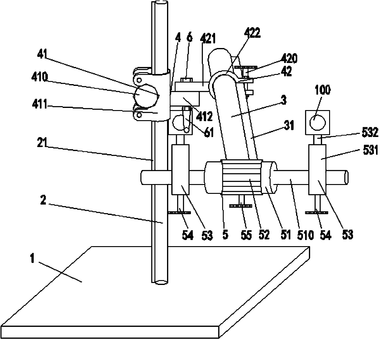 Plasma spraying head fixing frame