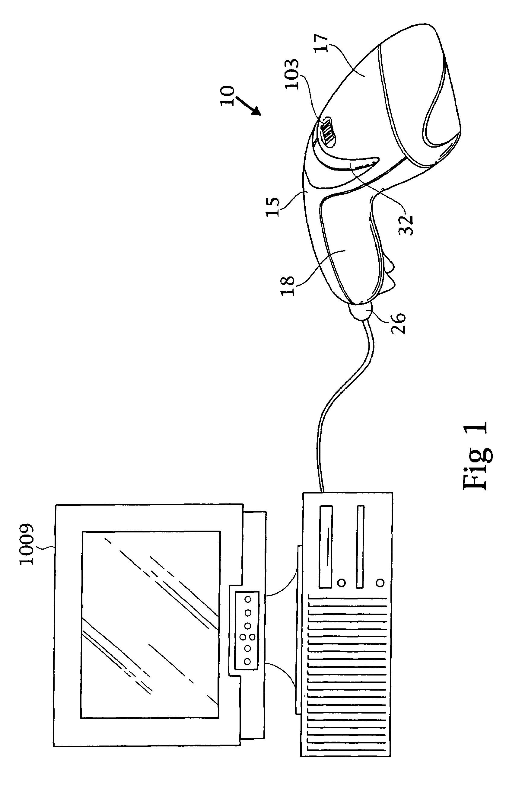 Hand-held compact ergonomic laser scanner with integrated scanner activation or data transmission switch in scanner housing