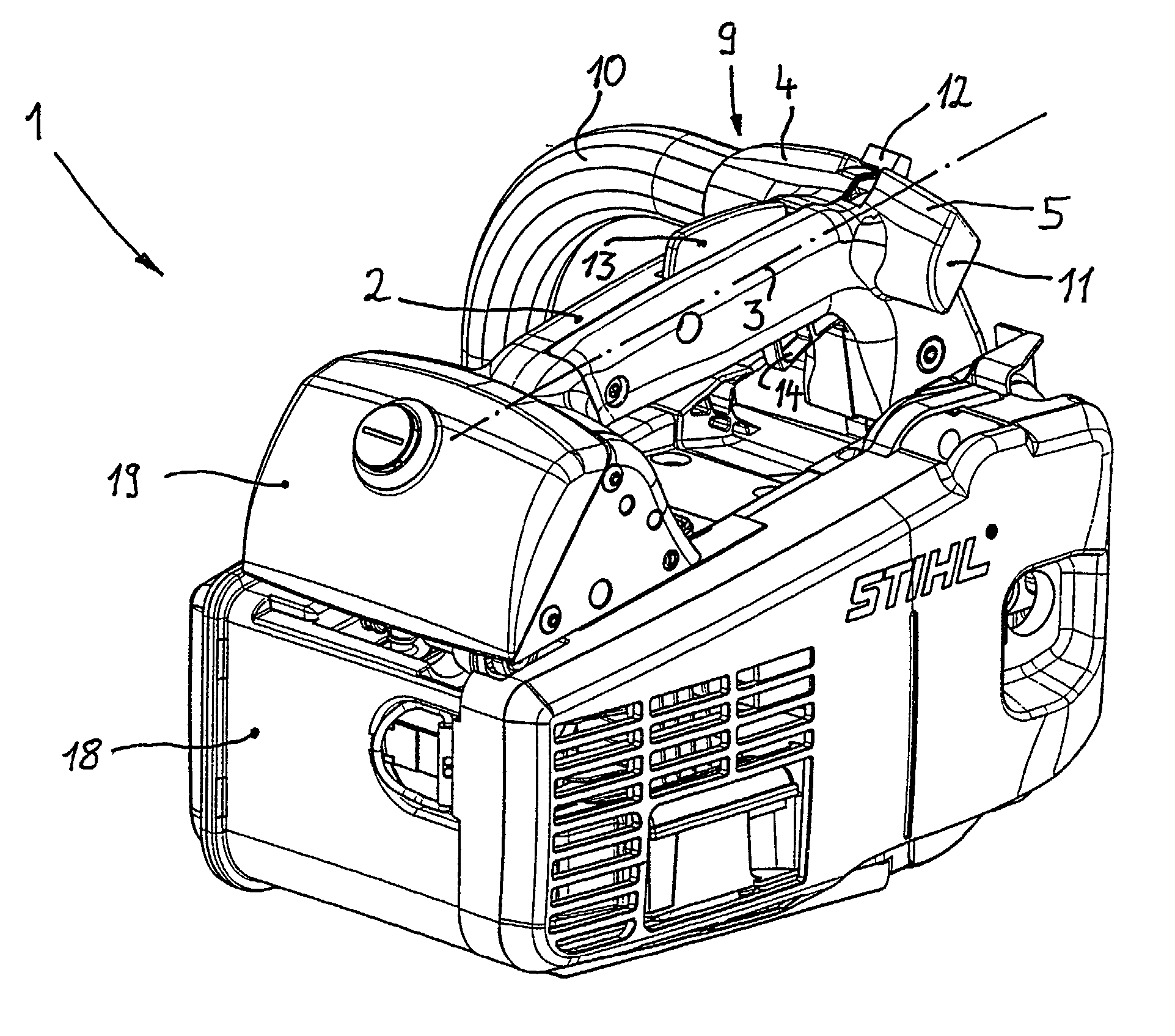 Portable handheld work apparatus having thumb supports