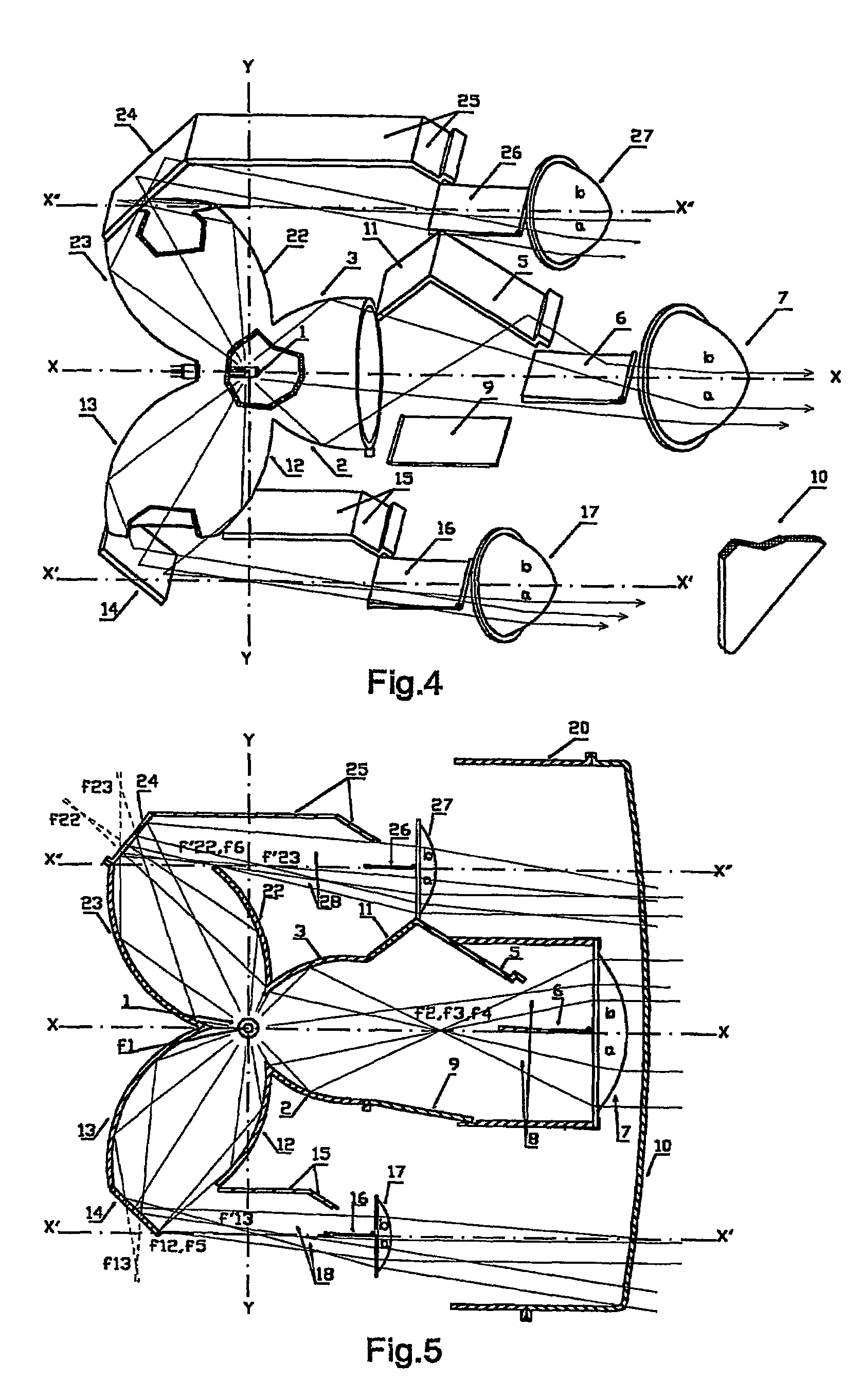 Headlamp with a continuous long-distance illumination without glaring effects