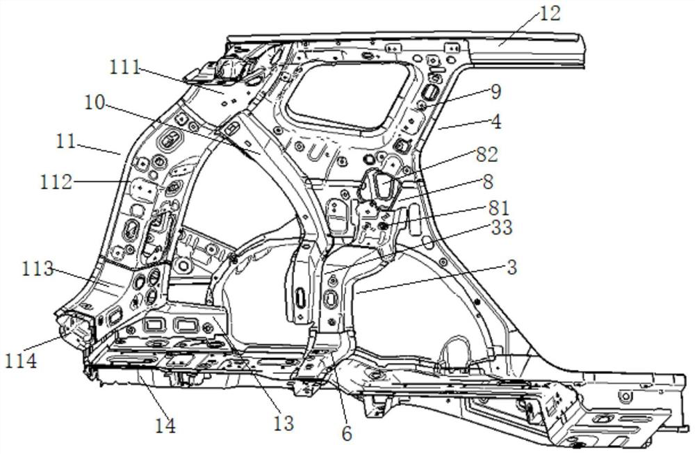 Framework structure at rear part of automobile body