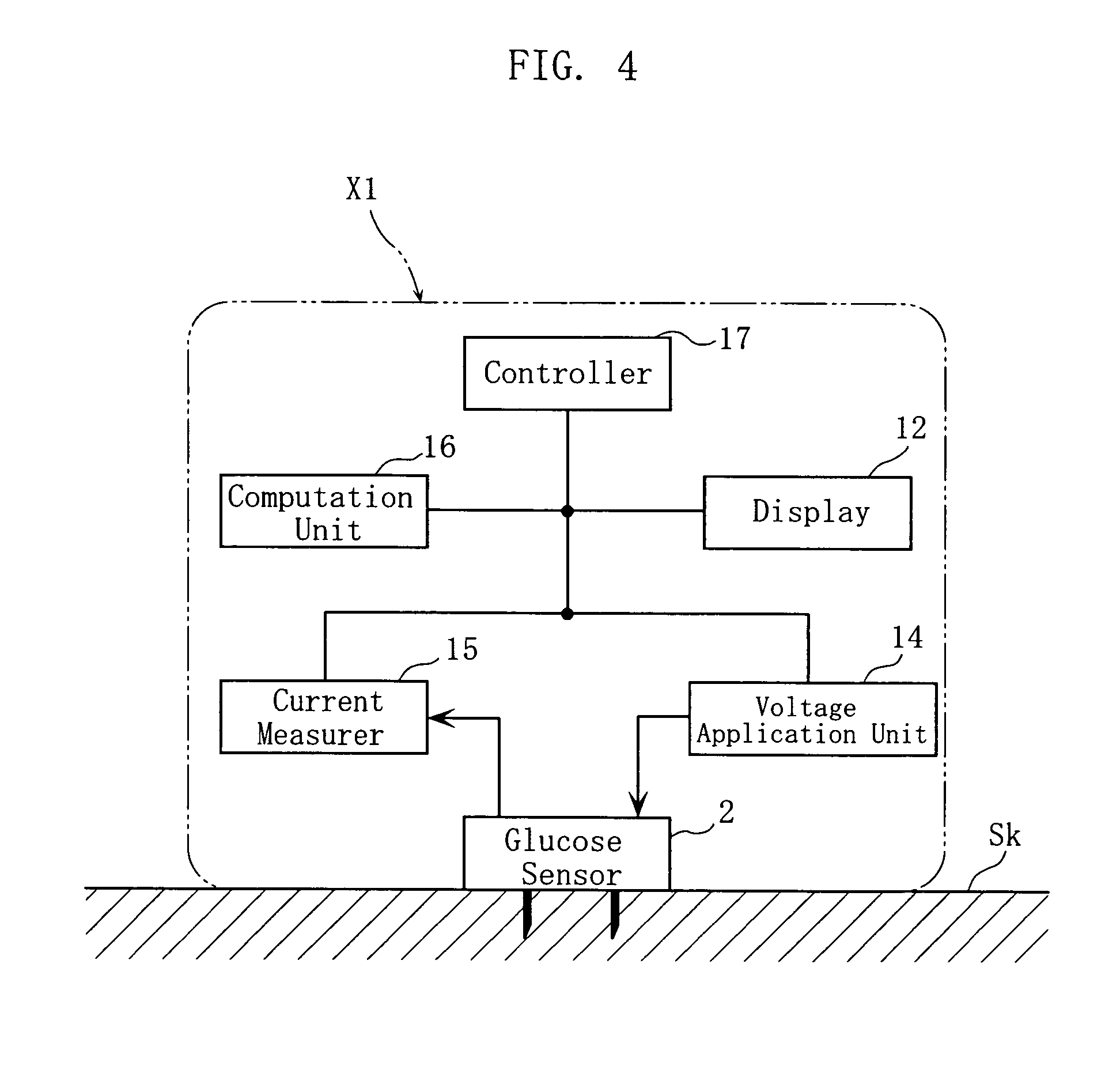 Glucose sensor and glucose level measuring apparatus