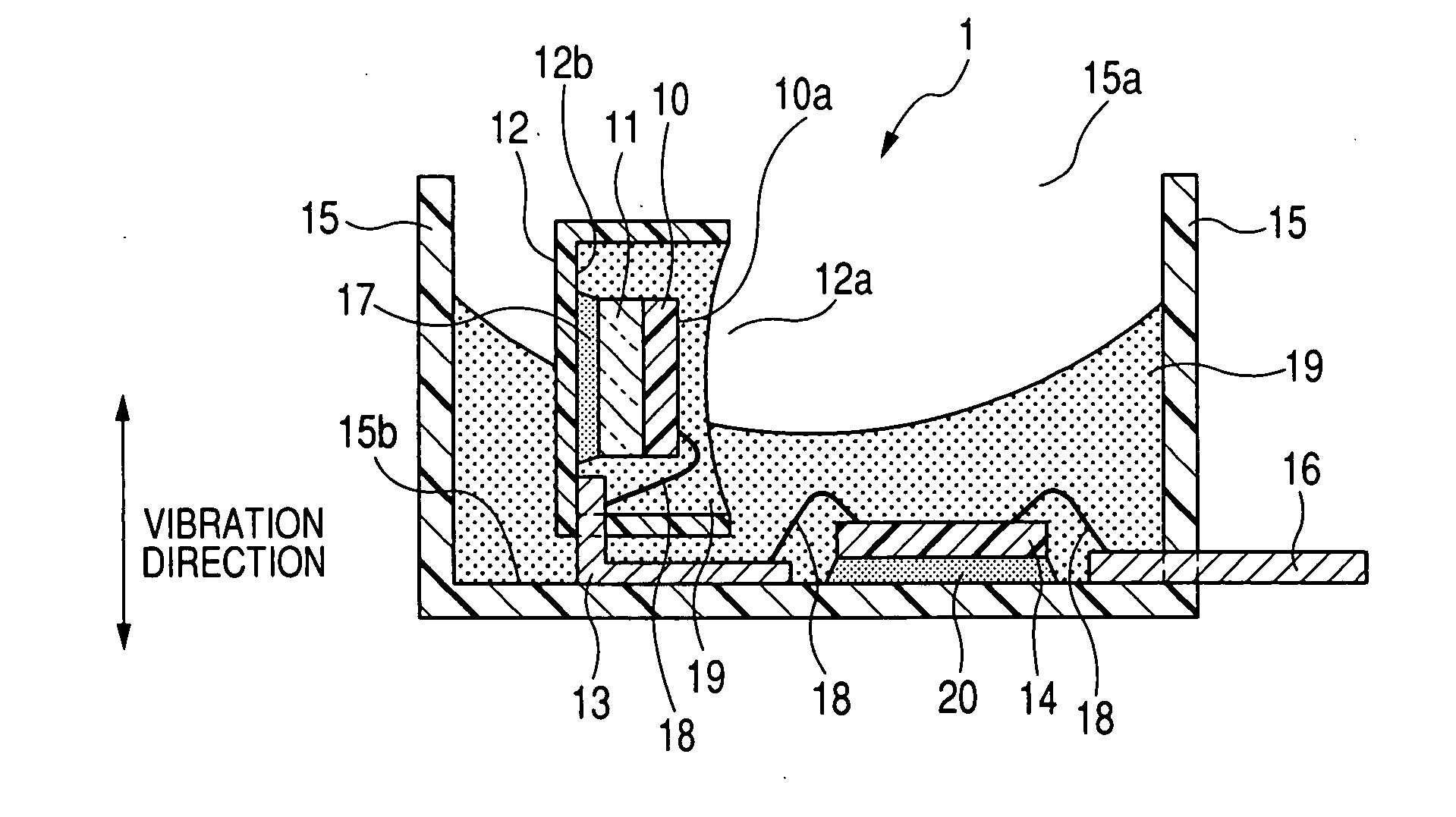 Pressure sensor having improved arrangement of sensor chip for minimizing influence external vibrations