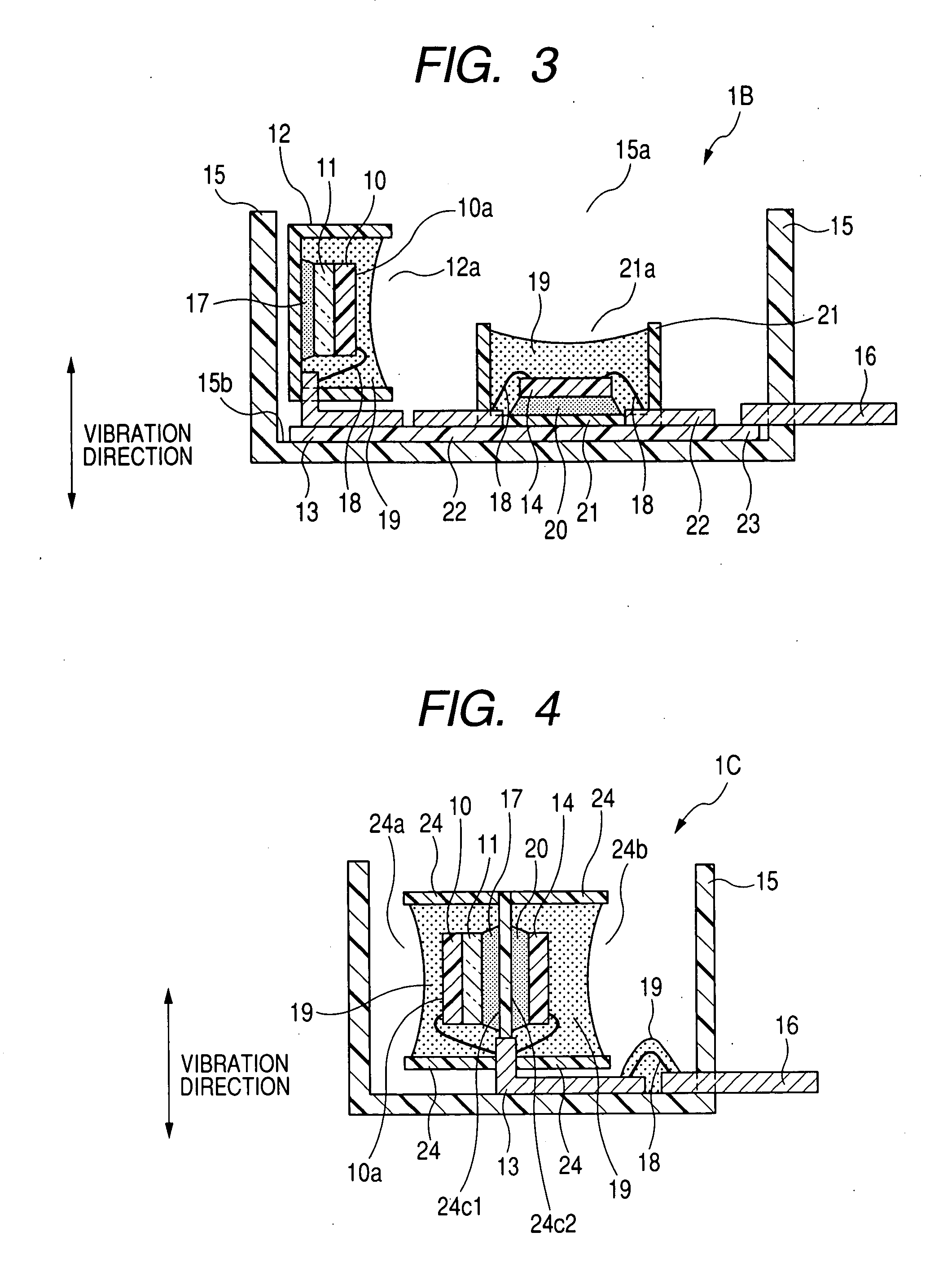 Pressure sensor having improved arrangement of sensor chip for minimizing influence external vibrations