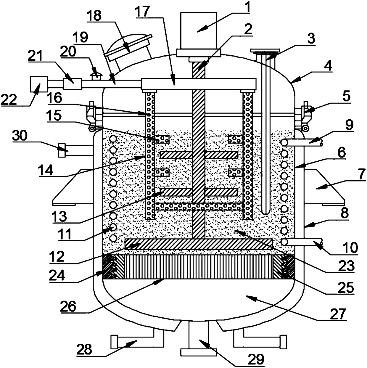 Anti-hardened biological fermentation reaction kettle with temperature adjustable