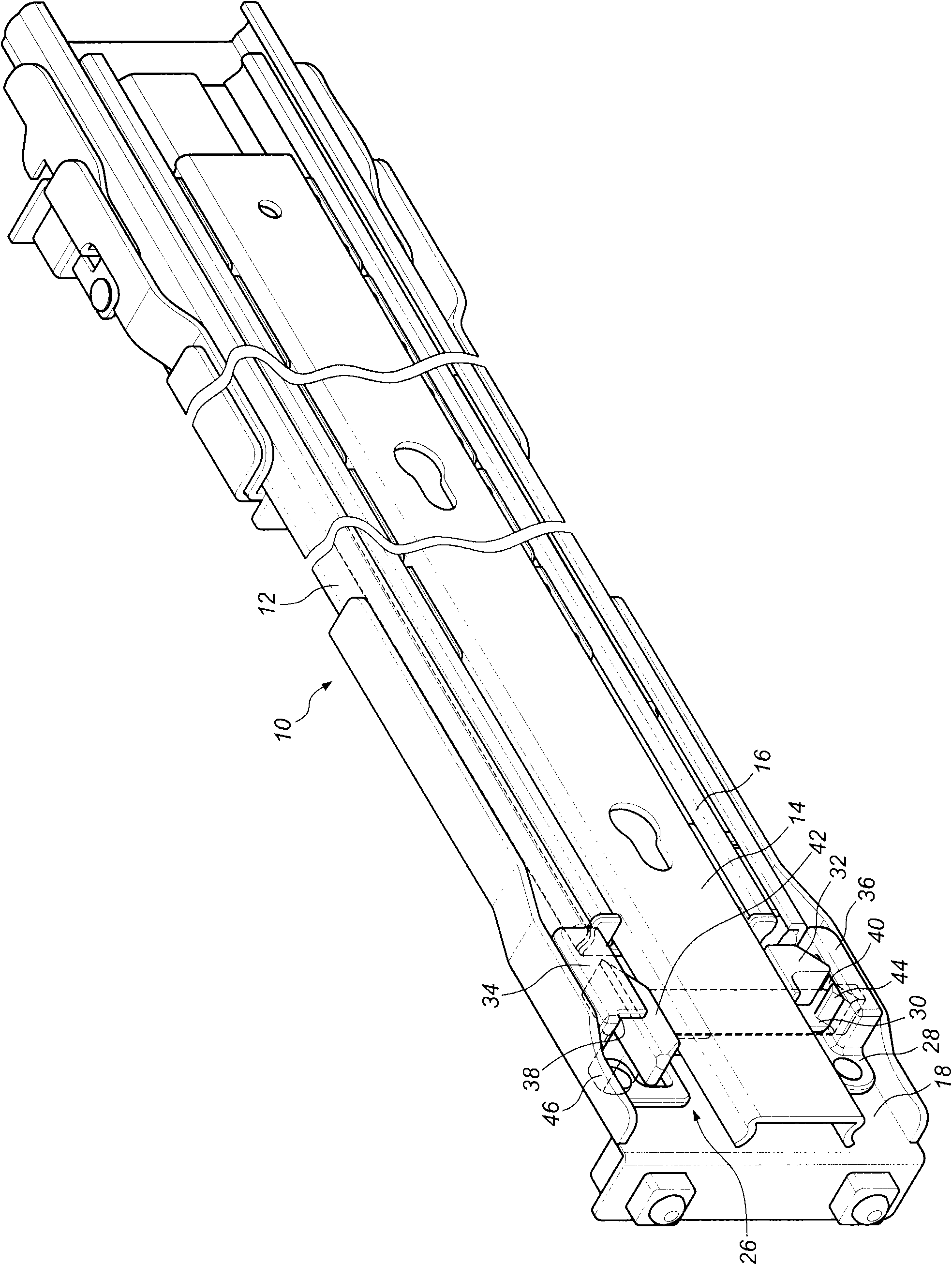 Sliding rail interlink lock assembly